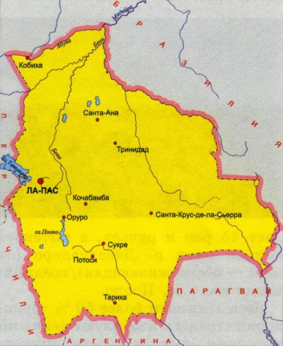 Карта Боливии.