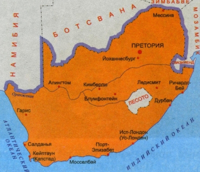 ЮАР карта. Подробная карта ЮАР.