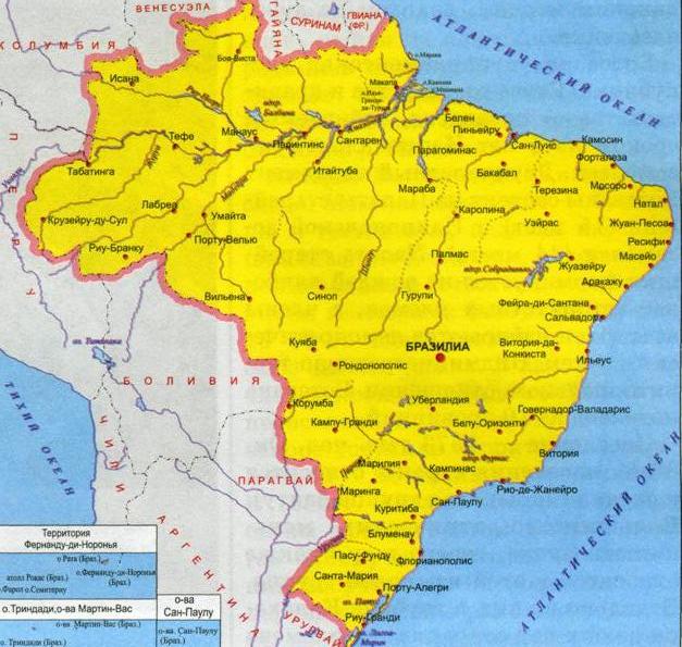 карта Бразилии.