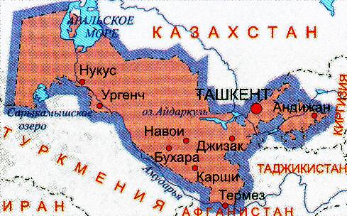 Карта Узбекистана. Карта дорог Узбекистана. Подробная карта Узбекистана.