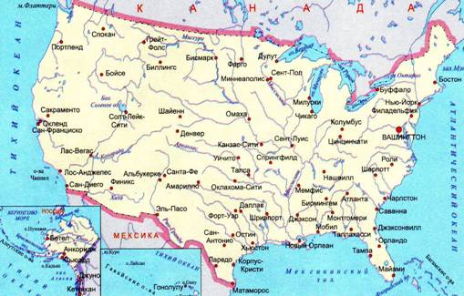 Карты США. Карта штатов США. Политическая карта США. Подробная карта США 