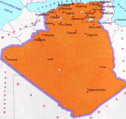 карта Алжира. Карта Африки. Подробная карта Алжира.