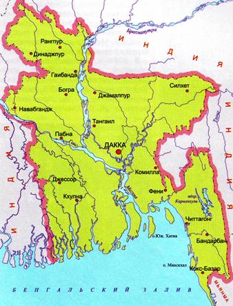 Карта Бангладеш. Подробная карта Бангладеш.