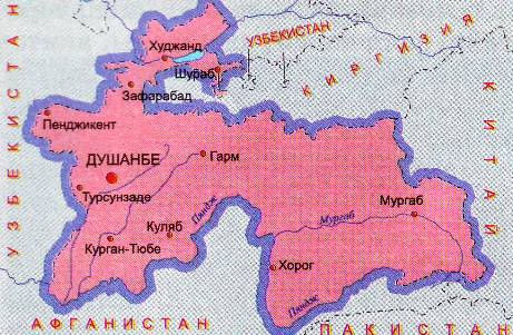 Карта Таджикистан. Подробная карта Таджикистана 