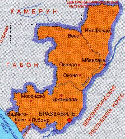 Карта Конго. Подробная карта Республики Конго