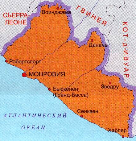 Карта Либерия. Подробная карта Либерии