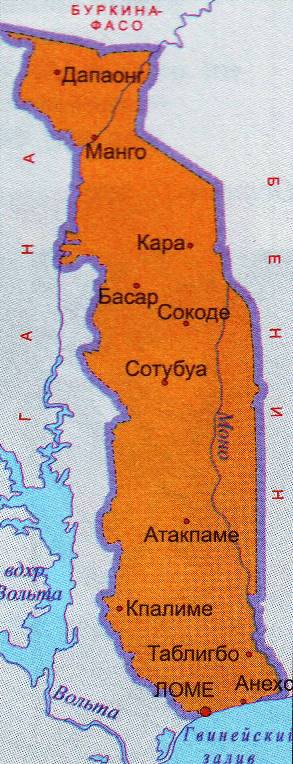 Карта Того. Подробная карта Того