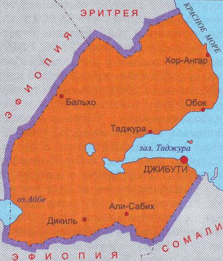 Джибути карта. Подробная карта Джибути