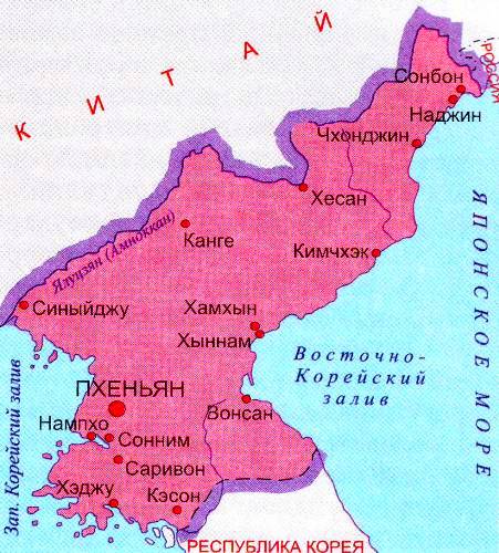 карта Северной Кореи