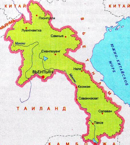 Карта Лаоса. Подробная карта Лаоса