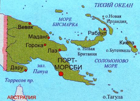Карта Папуа-Новая Гвинея