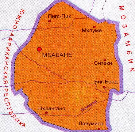 Свазиленд карта. Подробная карта Свазиленда